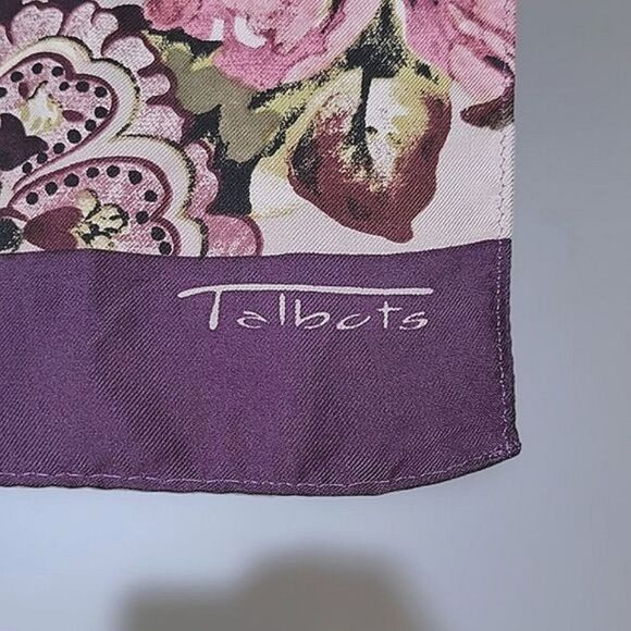 Vtg Talbots silk blush floral print scarf - Picture 5 of 8
